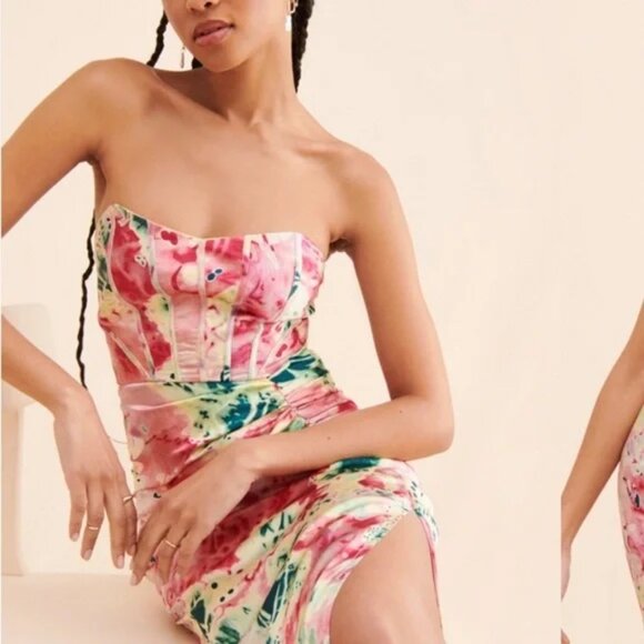 Anthropologie Let Me Be Floral Corset Maxi‎ Dress XS - Picture 2 of 11